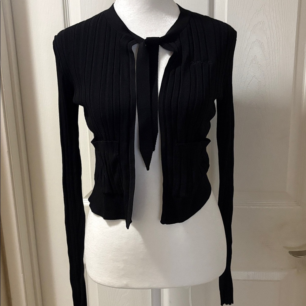 GANNI Elegant Black tie front sweater